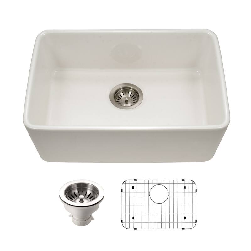 Houzer PTU-2400-C Platus 23-7/16" Undermount Single Basin Fireclay - Biscuit