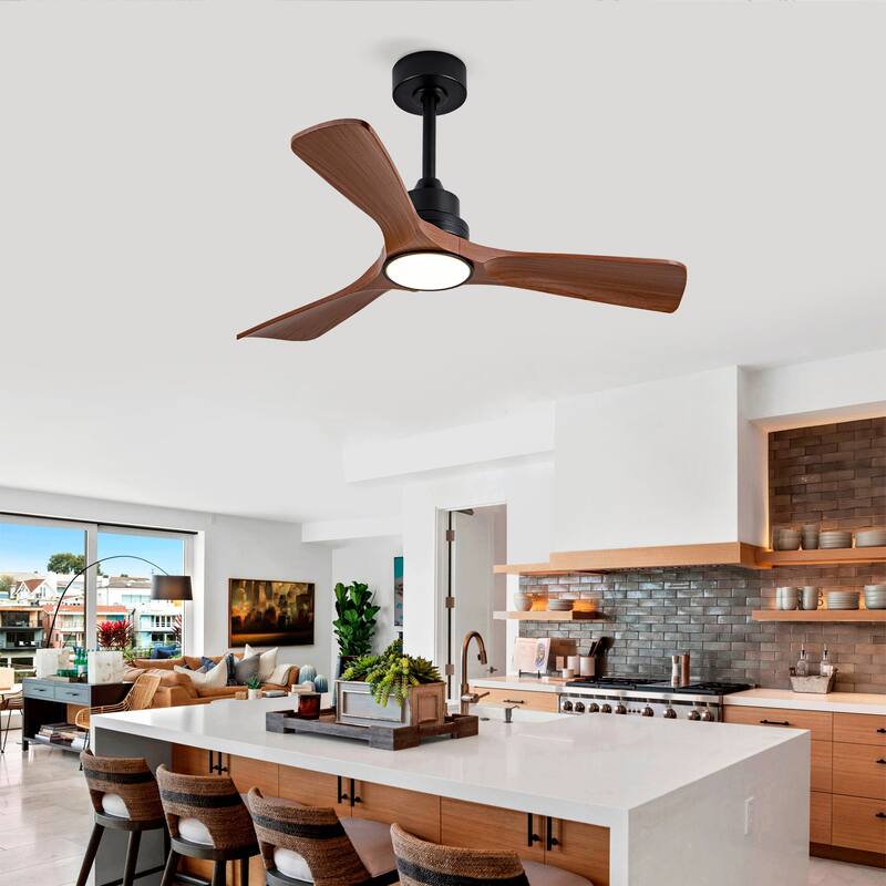 42 Inch Ceiling Fans with Lights and Remote, Ceiling Fan with Light 3 Blades Modern Ceiling Fan Noiseless Reversible DC Motor