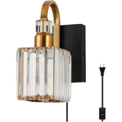 Plug in hallway light gold+black wall light metal bathroom light