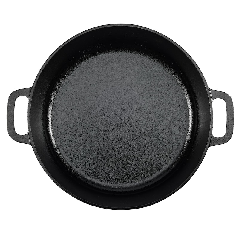 Round Pre-Seasoned Cast Iron Dutch Oven Pot with Lid and Dual Handles, Heavy-Duty & Large, 7-Quart, Black