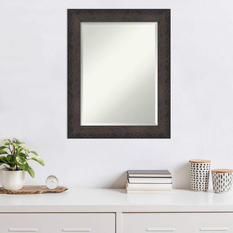 Dappled Beveled Wood Framed Wall Mirror