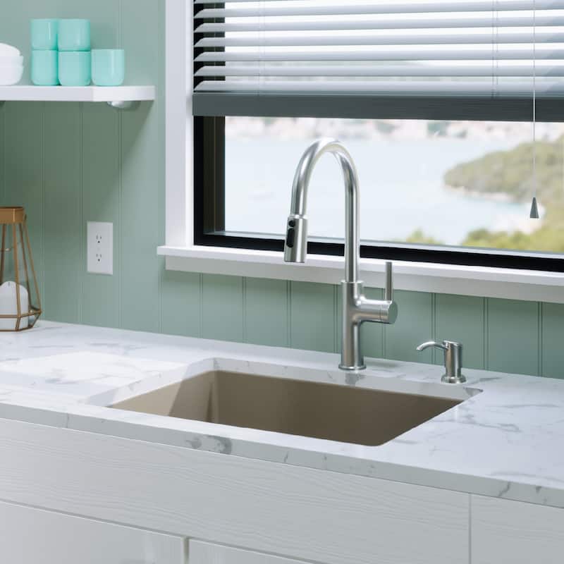 Karran Undermount 24.38 in Single Bowl Quartz Kitchen Sink