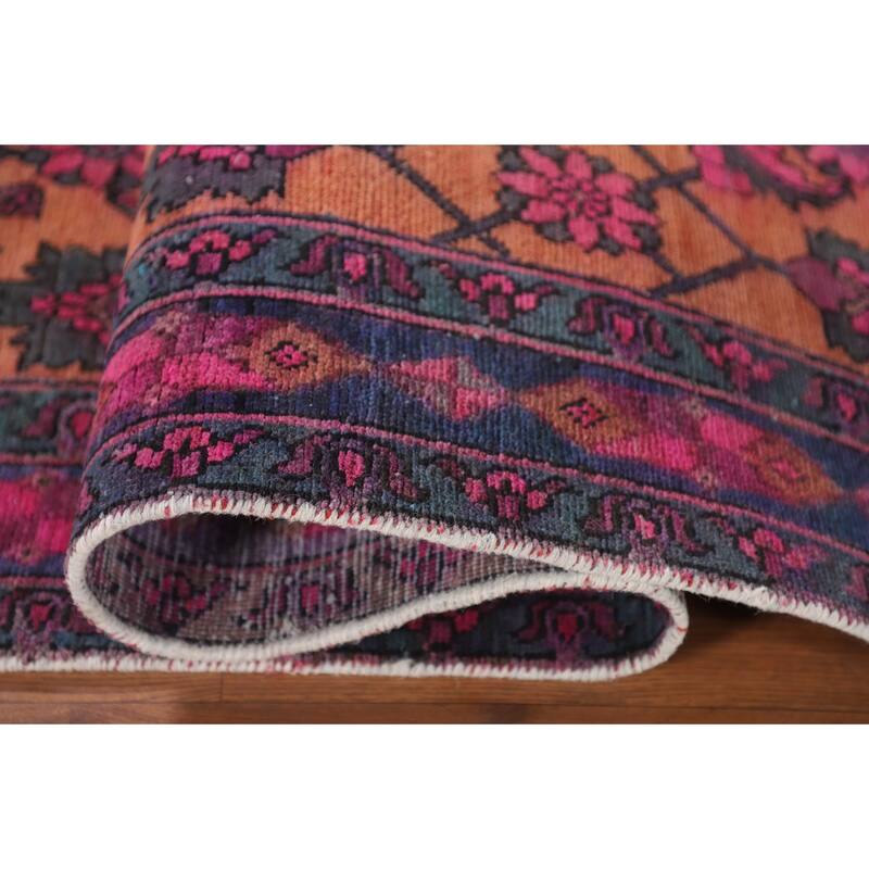 Over-Dyed Sirjan Persian Vintage Runner Rug Handmade Wool Carpet - 3'11"x 9'10"