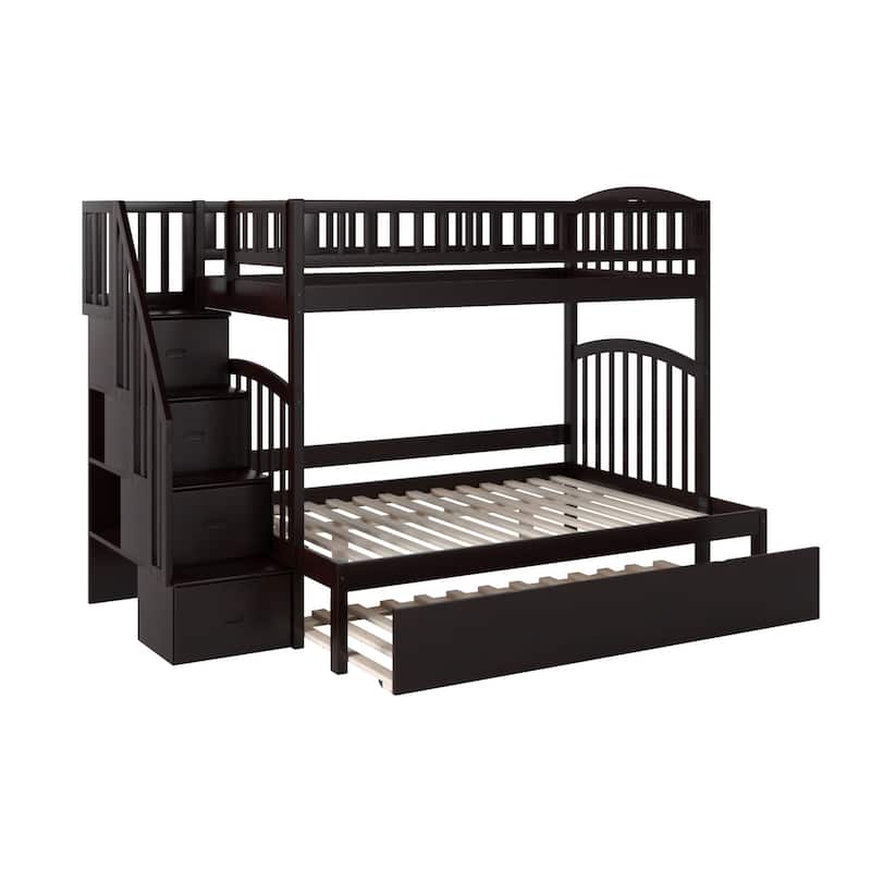 Westbrook Staircase Bunk Twin over Full with Twin Trundle in Espresso