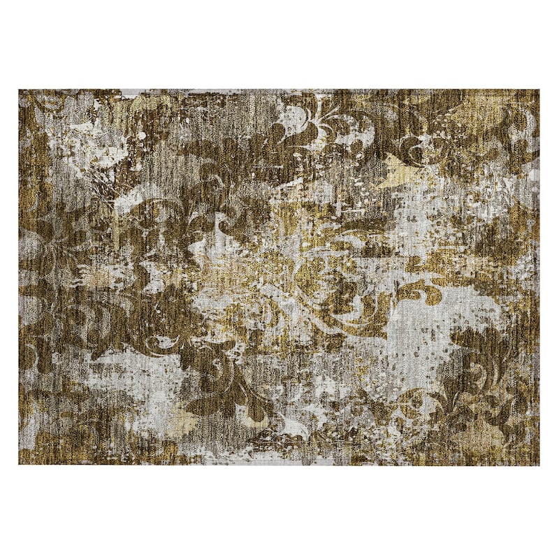 Machine Washable Indoor/ Outdoor Chantille Vintage Damask Rug