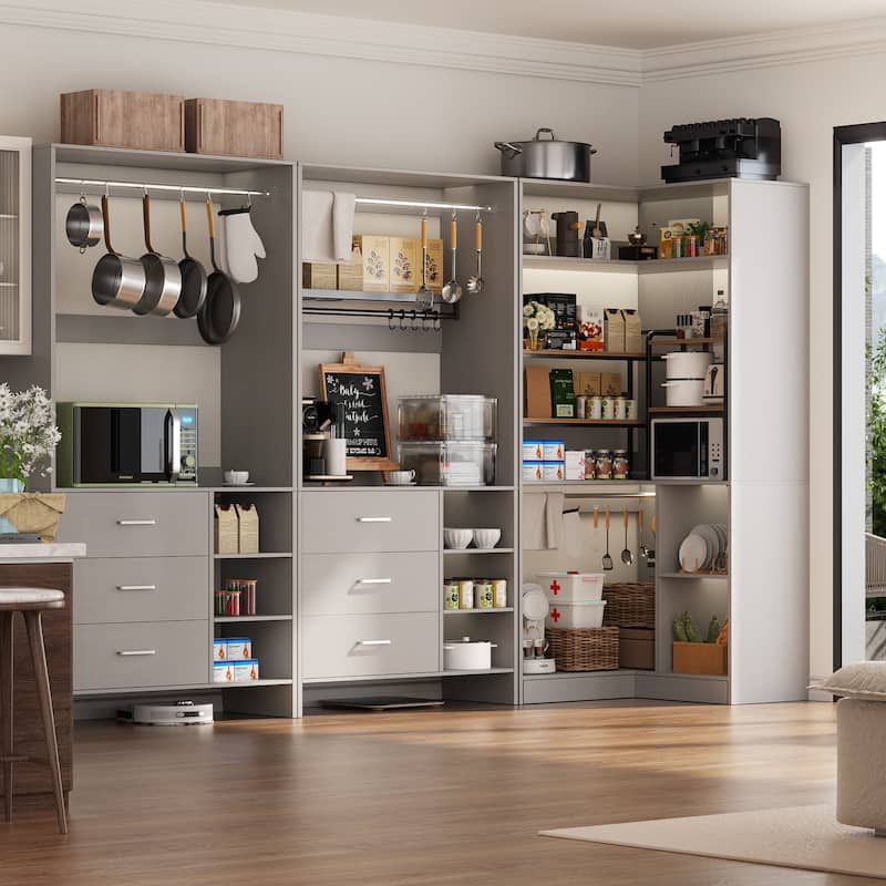 Cimly Set of 3 Freestanding Corner Closet System, Space-saving Closet Organizer for Walk-in/ Reach-in Closet