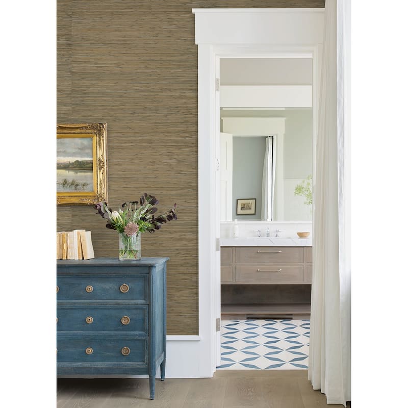 A-Street Prints Shuang Olive Handmade Grasscloth Wallpaper