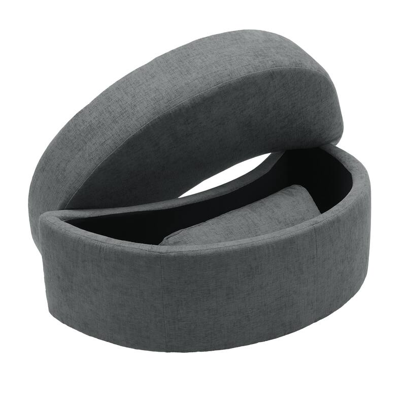 Chenille Half Moon Storage Ottoman(Set of 2)