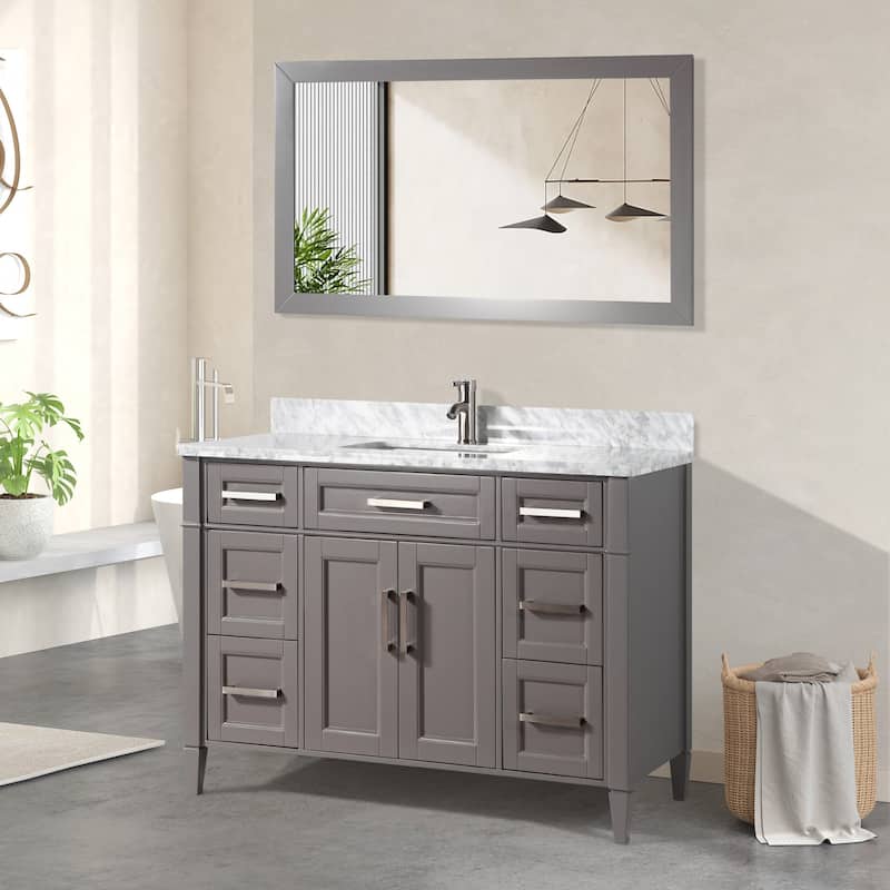 Vanity Art 48-Inch Bathroom Vanity Set with Carrara Marble Top - 22 x 48 x 36 Inches