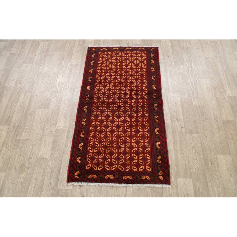 Geometric Balouch Persian Traditional Area Rug Wool Hand-knotted - 3'3" x 6'3"