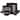 Abstract Square Double Bowl Black Stoneware Dinnerware Set 16 Pieces