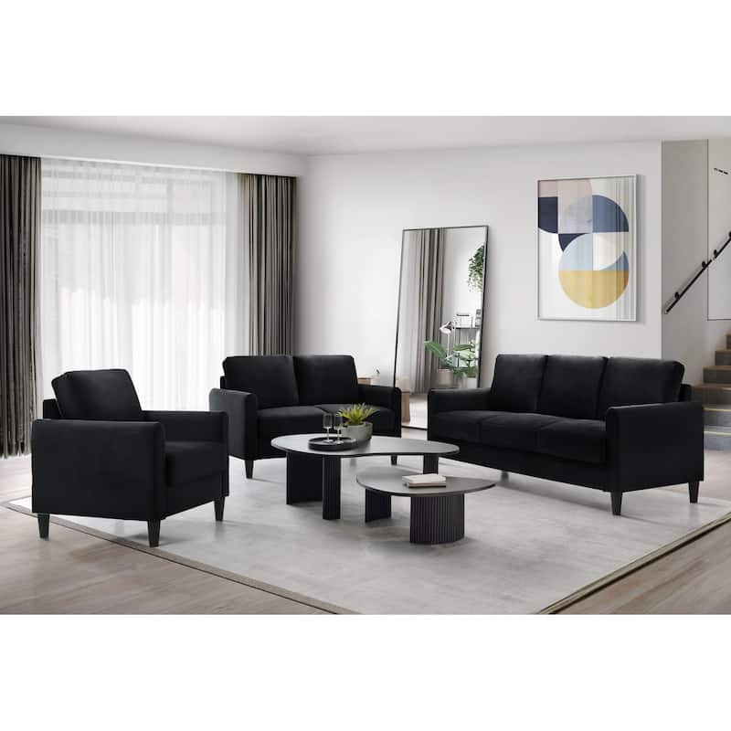 Clayfell Airell Velvet Arm Living Room Set - Sofa - Black