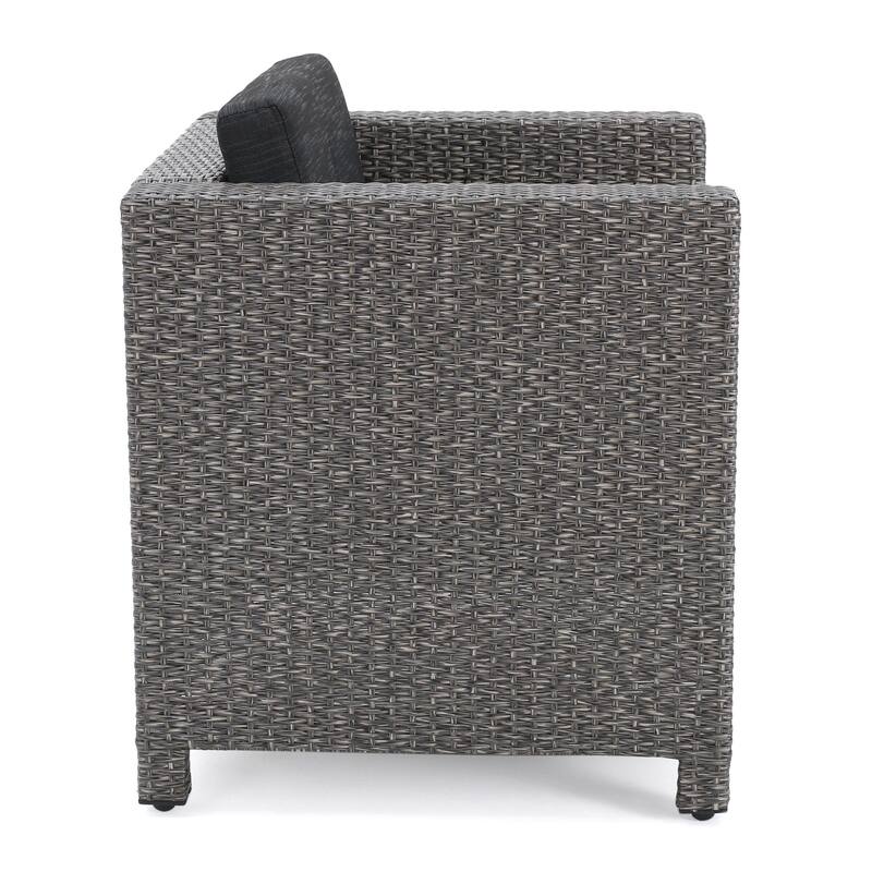 Puerta Outdoor 4-piece Wicker Chair Set with Square Firepit by Christopher Knight Home
