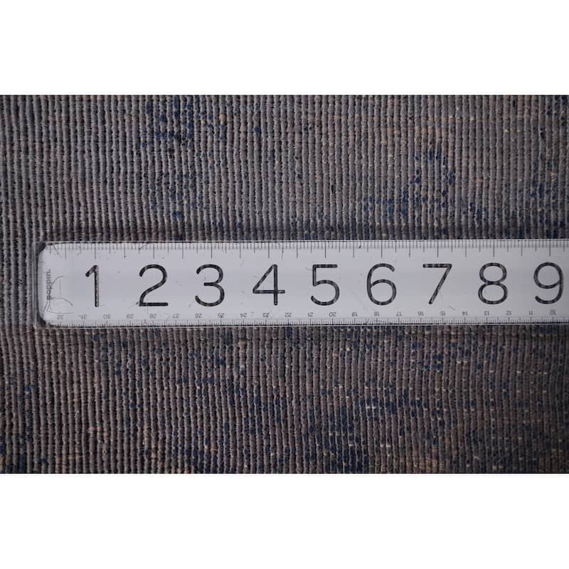 All-Over Blue Abstract Indian Area Rug Handmade Wool Carpet - 6'7"x 9'8"