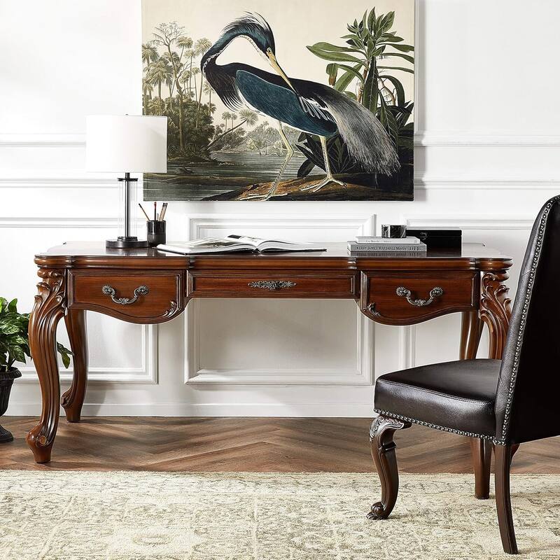 Executive Desk Cherry Oak Finish, Office Desk with Storage, Home Office Furniture