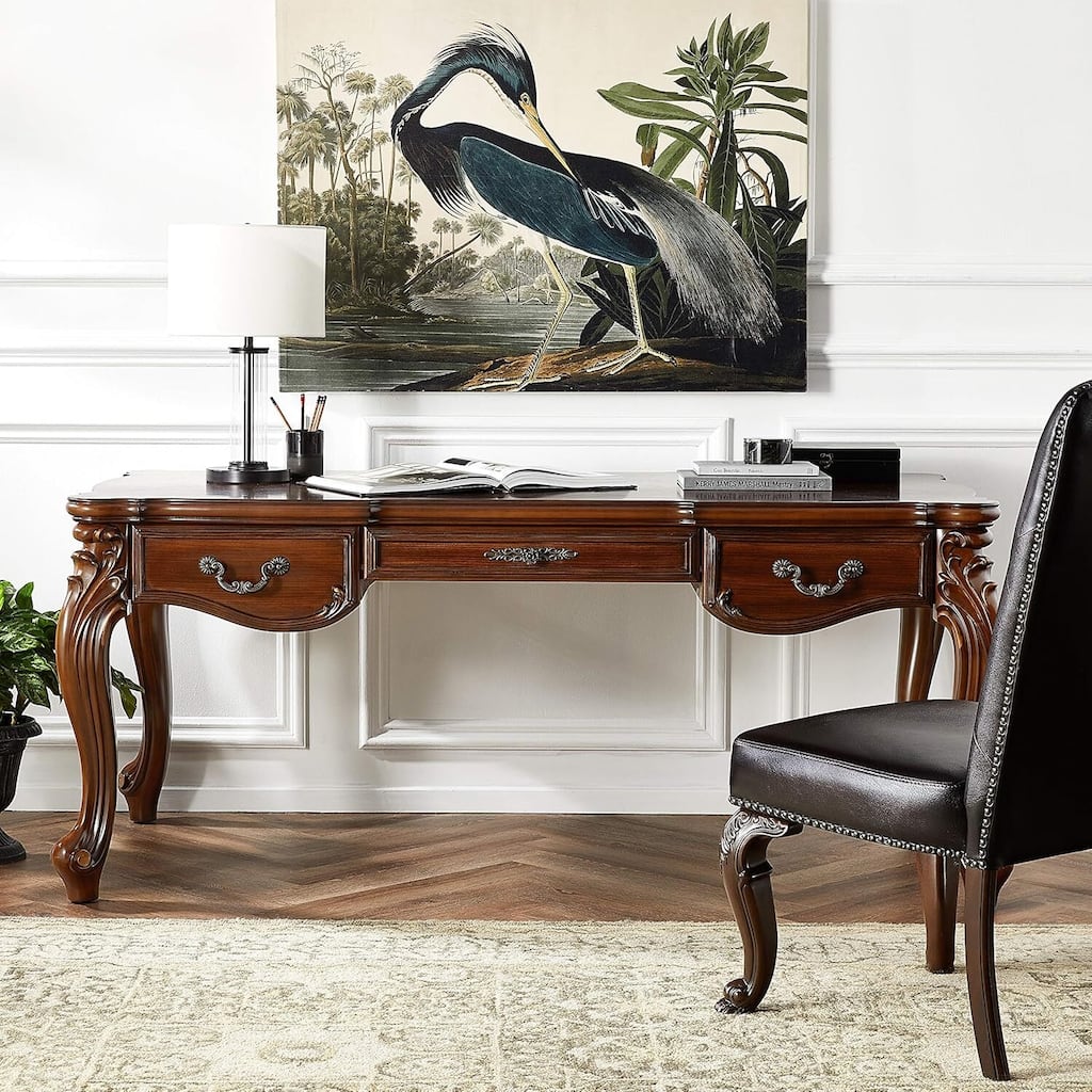 Executive Desk Cherry Oak Finish, Office Desk with Storage, Home Office Furniture