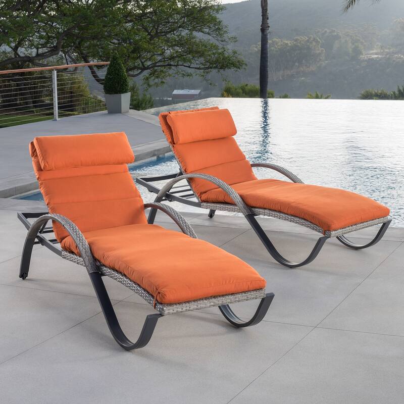 Cannes 2 Piece Sunbrella Outdoor Patio Chaise Lounges with Cushions