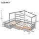 preview thumbnail 5 of 16, Solid Construction L-Shaped Platform Bed Twin Size House Platform Bed with Three Storage Drawers