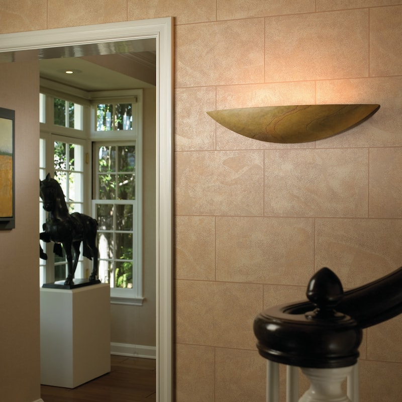 Copper Grove Denbosch Yellow Slate Half-bowl Wall Sconce