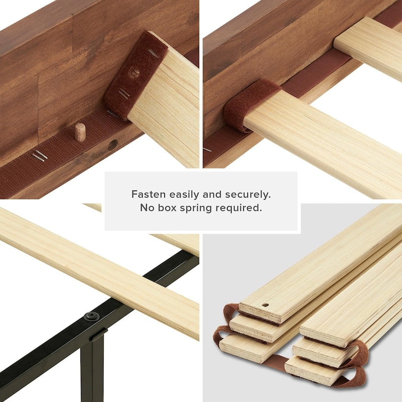Mopio Ted Acacia Solid Wood Bed Frame with Headboard
