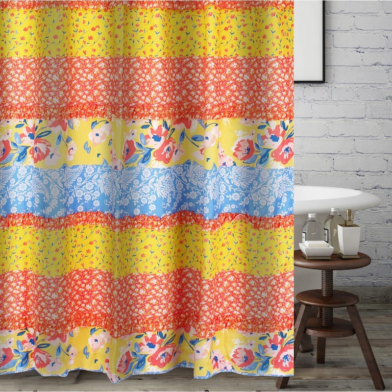 Greenland Home Fashions Skylar Calico Ruffle-Embellished Shower Curtain