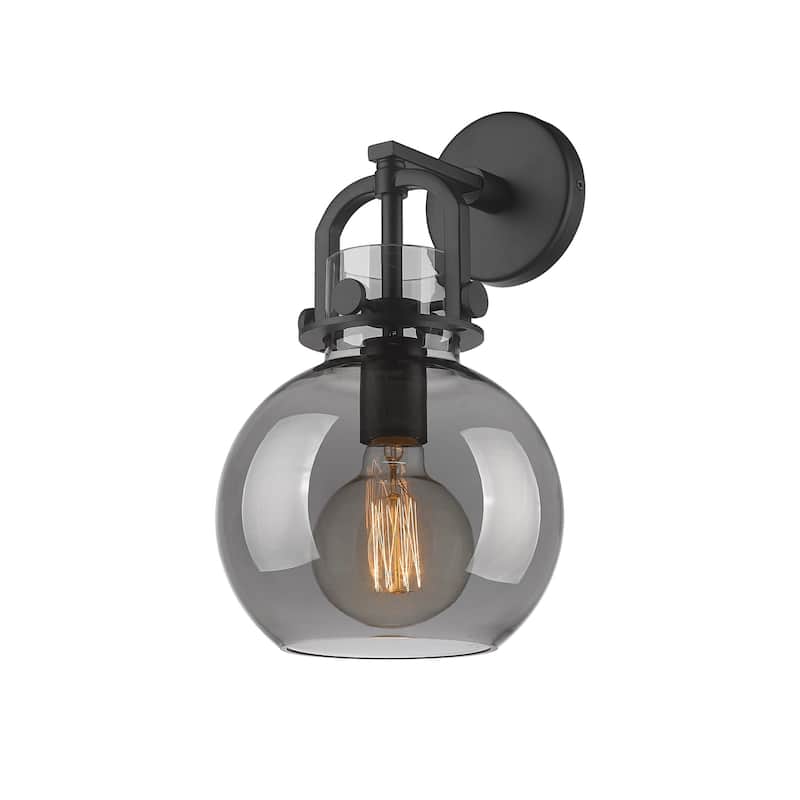 Innovations Lighting 410-1W-14-8 Newton Sphere Sconce Newton Sphere - Matte Black / Plated Smoke