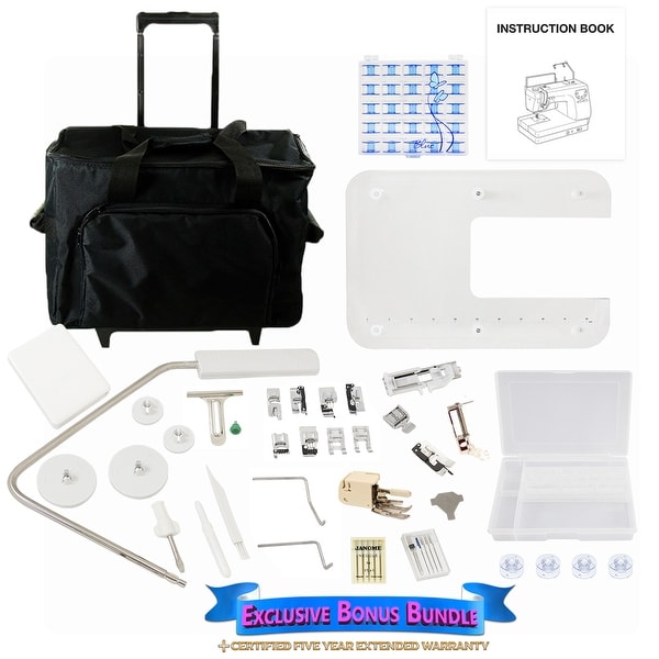 Janome Memory Craft 6300P Sewing Machine with Exclusive Bonus Bundle - 18" x 26" x 13"