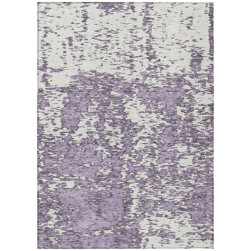 Machine Washable Indoor/ Outdoor Abstract Pixels Chantille Rug