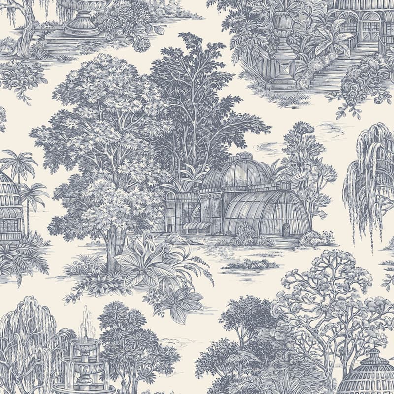 Osterley Toile Non-Pasted Wallpaper – 396in. x 21in. – Covers 56 square feet - Blue