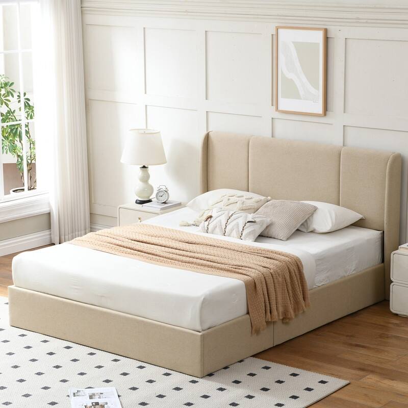 Modern Minimalist Upholstered Storage Bed with Lift-Up Platform