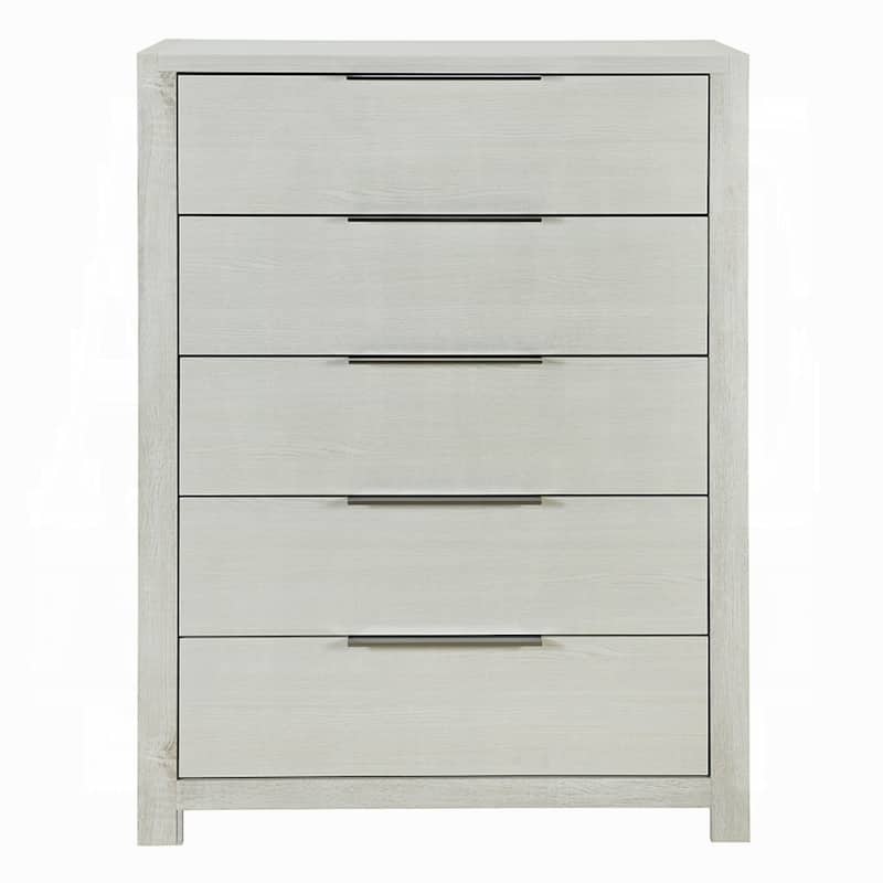 Geya Tall Dresser Chest, 5 Drawers with Chrome Metal Handles, Light Gray