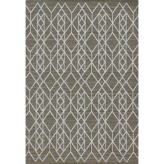 8'X10' Grey Machine Woven Uv Treated Geometric Indoor Outdoor Area Rug 8'X10' Grey Machine Woven Uv Treated Geometric Indoor Outdoor Area Rug