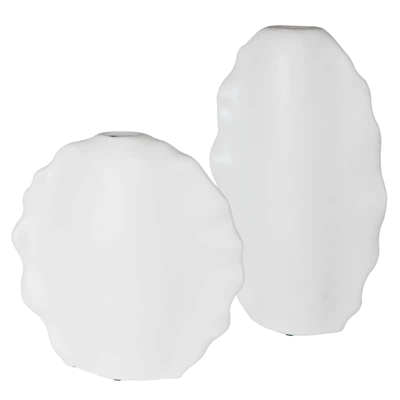 Ruffled Feather Ceramic Vase - 20" - Set of 2