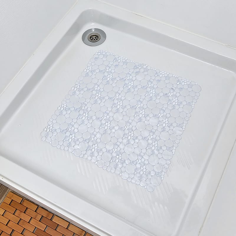 Bubbles Non-Slip Square Shower Mat 20 L X 20 W - Clear