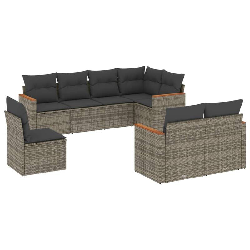vidaXL Patio Sofa Set with Cushions Outdoor Conversation Furniture Poly Rattan - 24.4 x 24.4 x 27.2 in