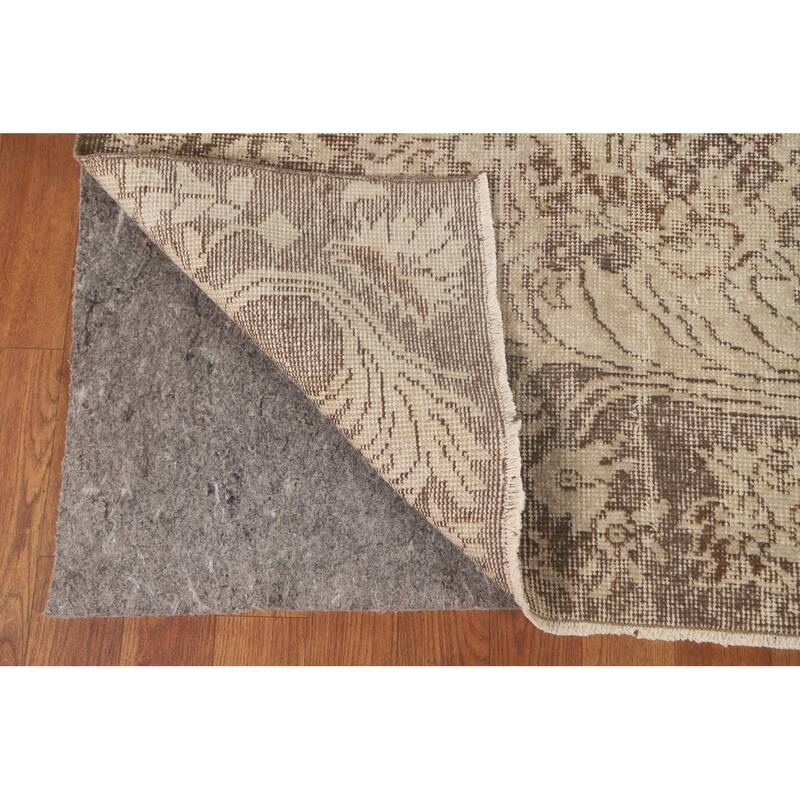Distressed Anatolian Turkish Vintage Rug Handmade Beige Wool Carpet - 6'6" x 9'8"