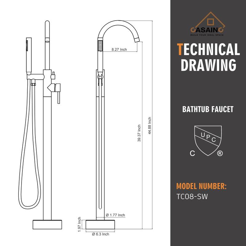 CASAINC 2-Function Free Standing Bathtub Faucet with CUPC Certification