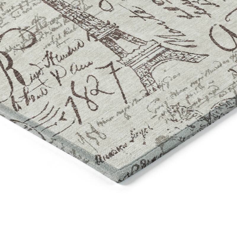 Machine Washable Indoor/Outdoor Modern Paris Chantille Rug