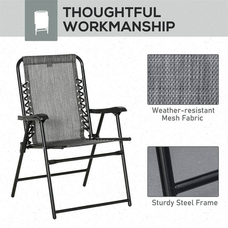 Mesh Fabric Outdoor Folding Chair with Armrest, Foldable and Steel