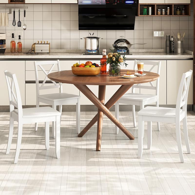 Gymax Dining Chair Set of 4 Kitchen Side Chairs w/ Rubber Wood Legs &