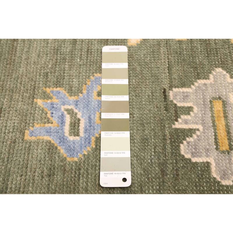 ECARPETGALLERY Hand-knotted Modern Oushak Green Wool Rug - 8'0 x 10'0