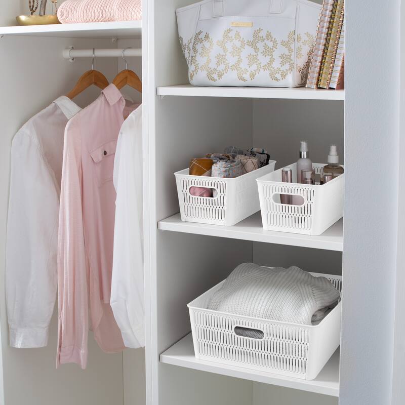 Simplify 4 Pack Slide 2 Stack It Storage Tote Baskets