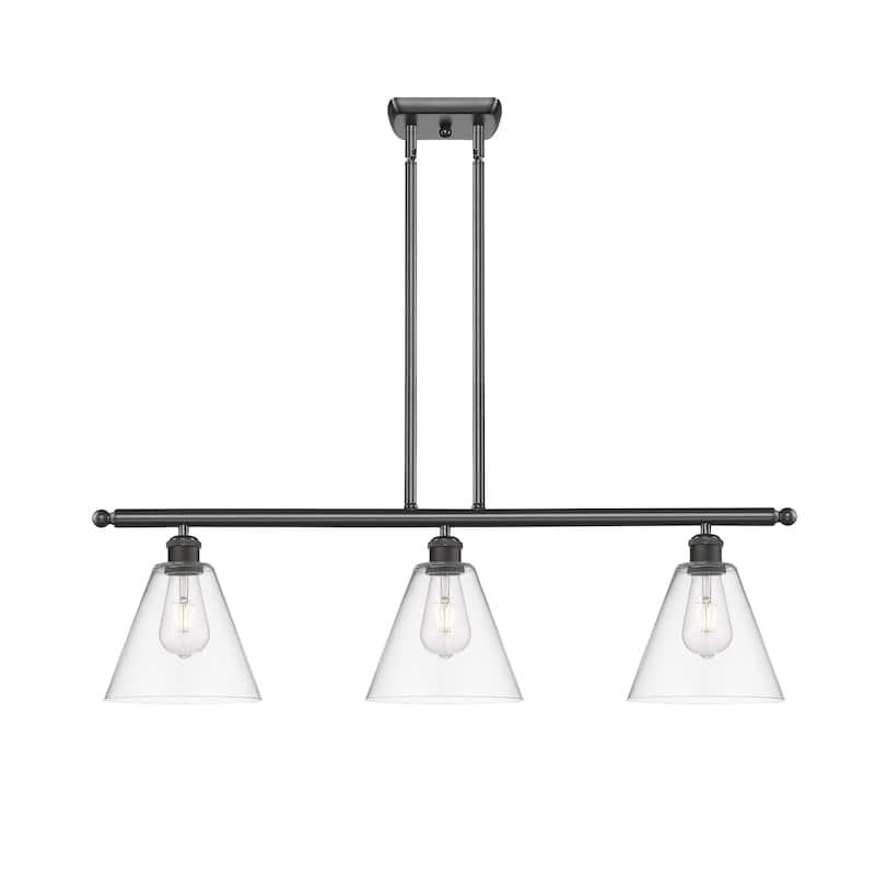 Innovations Lighting Berkshire - 3 Light 36" Stem Hung Island Light - Clear/Oil Rubbed Bronze