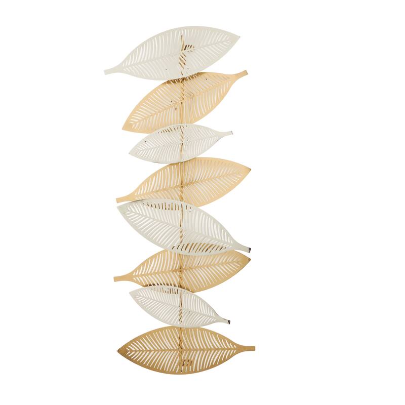 Gold Metal Metallic Leaf Home Wall Decor with Silver Accents