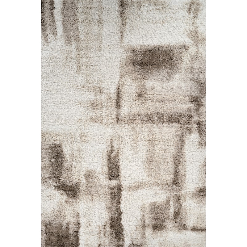 Noori Rug Lux Walsh Abstract Modern 2-inch Thick Shag Rug - 4'3" x 6'0" - Beige/Brown