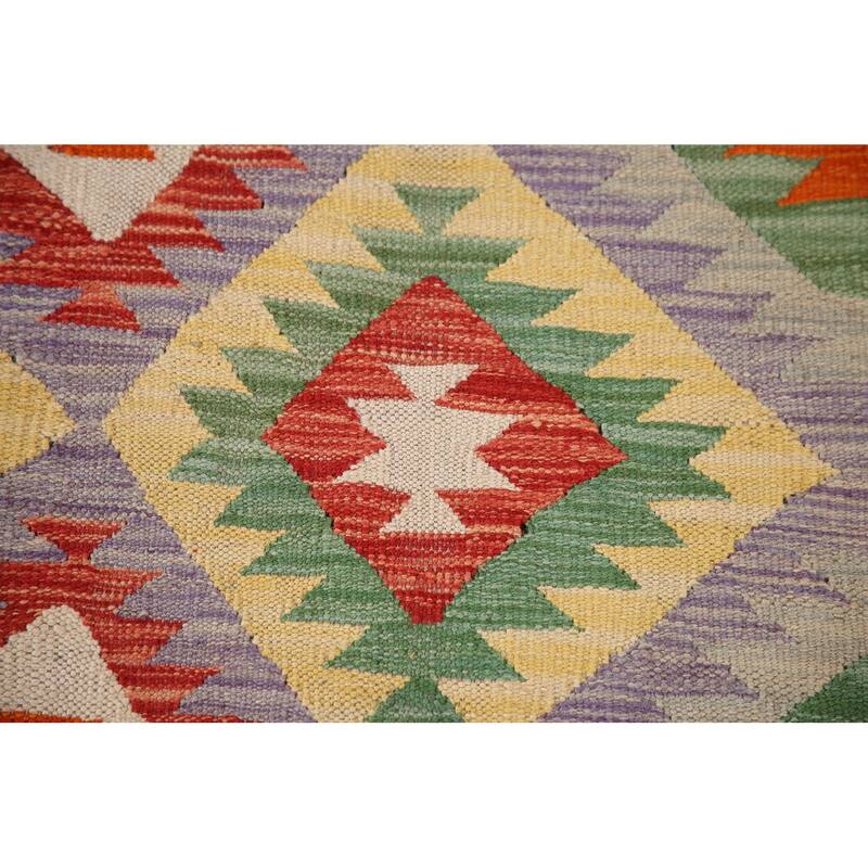 Reversible Kilim Accent Rug Flatweave Geometric Wool Carpet - 3'5"x 5'2"