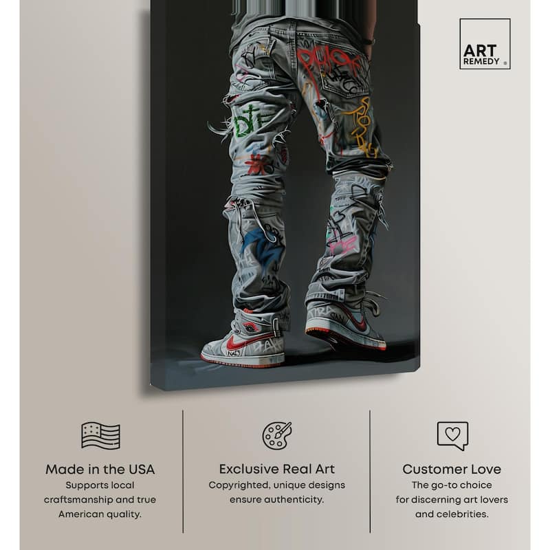 Graffiti Jeans and Sneakers Canvas by Art Remedy, Gallery Wrapped
