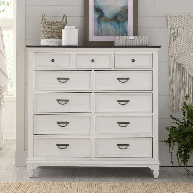Allyson Park Wirebrushed White Charcoal 11 Drawer Chesser - 11-drawer
