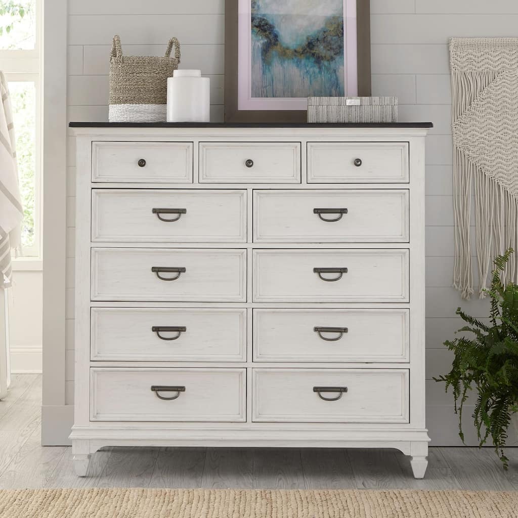 Allyson Park Wirebrushed White Charcoal 11 Drawer Chesser