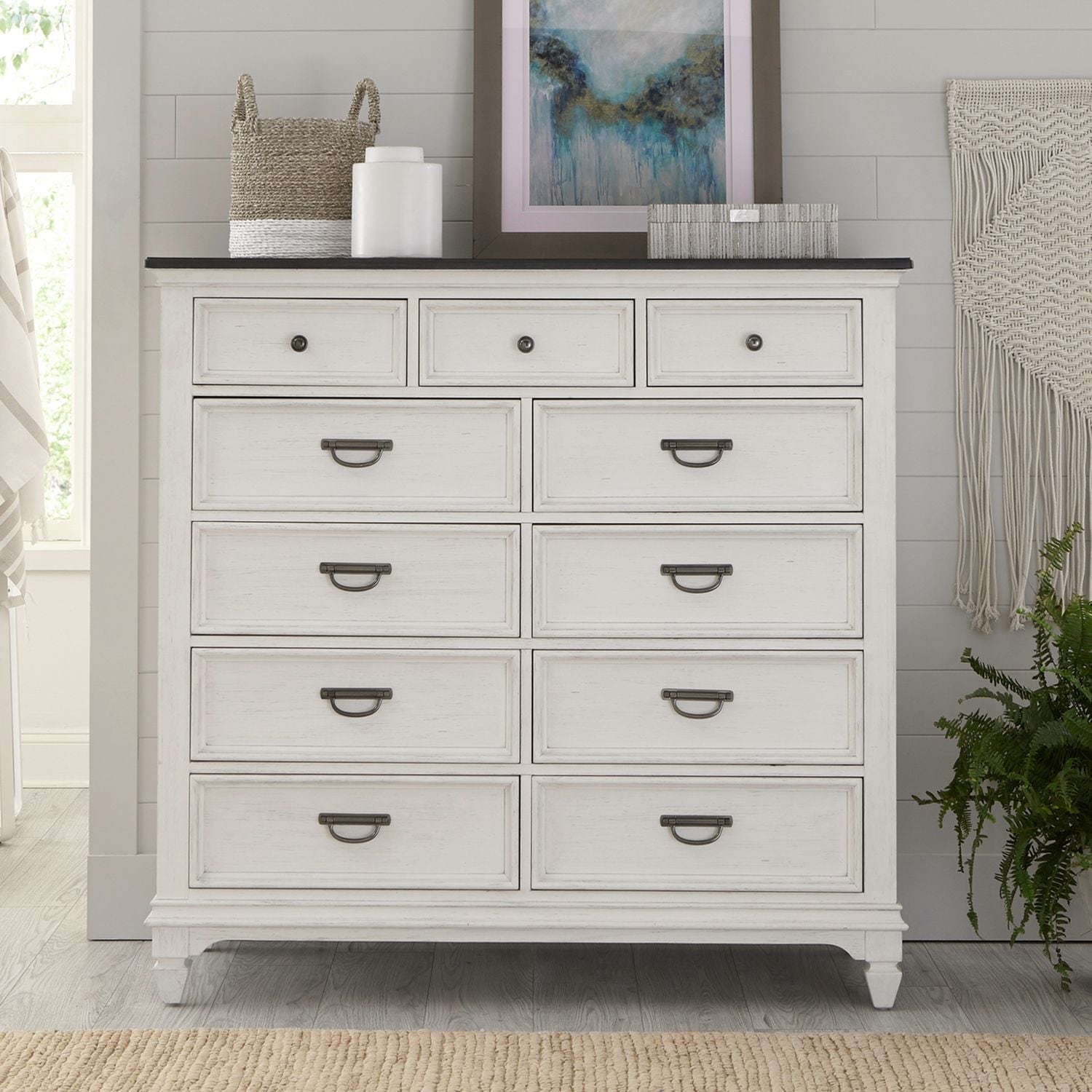 Liberty Furniture Allyson Park Bedroom 11 Drawer Chesser Wirebrushed White & Charcoal